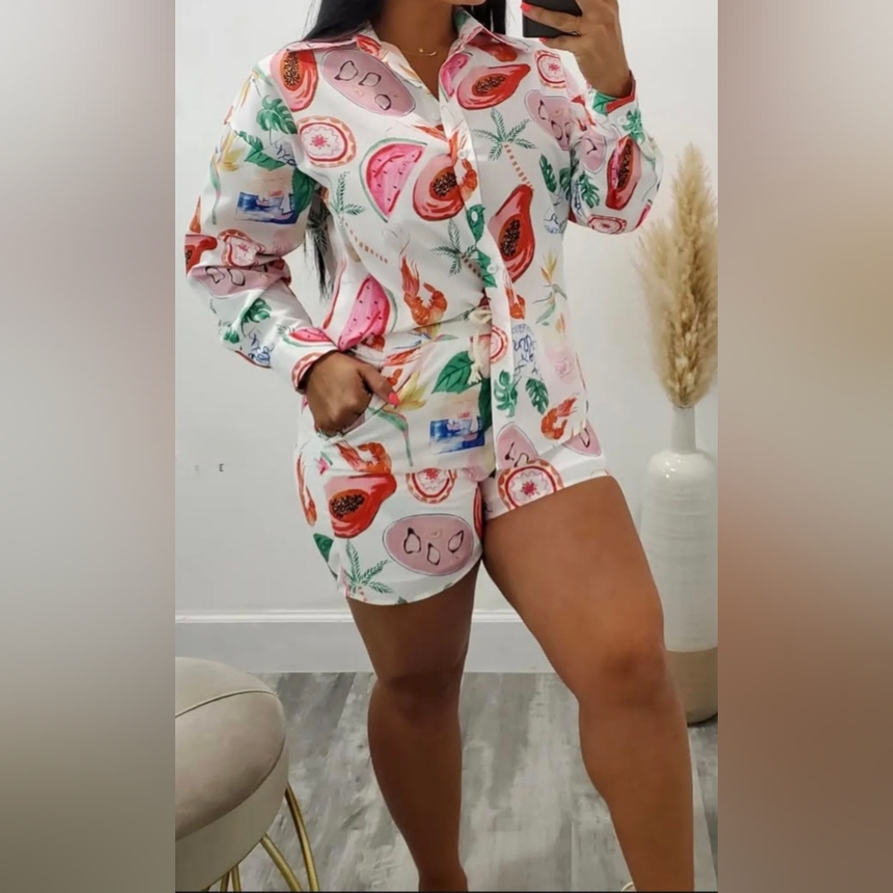 Vibrant Pink and Orange Shirt Set for Relaxed Comfort